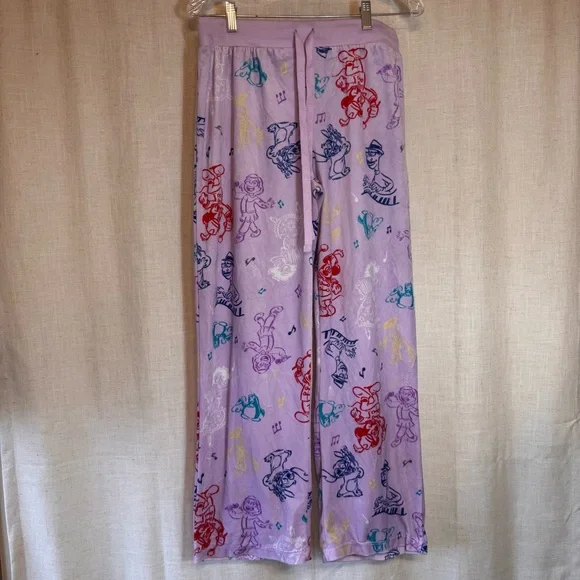 DISNEY 100 Years Multi Character Purple Women’s Pajama Pants PJ Size Large L - Picture 2 of 9
